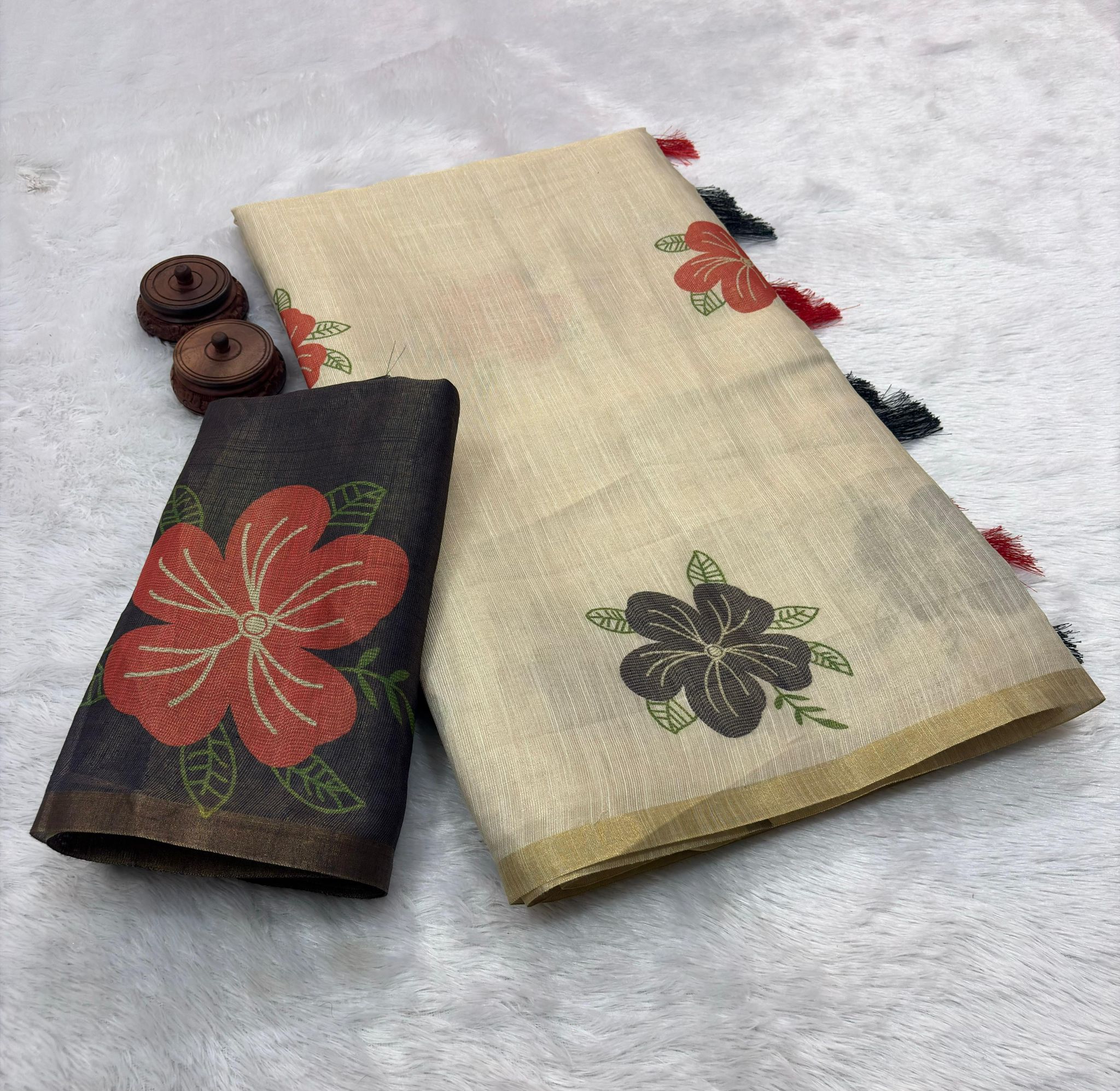 Rust Bloom Soft Erode Zari Silk Saree